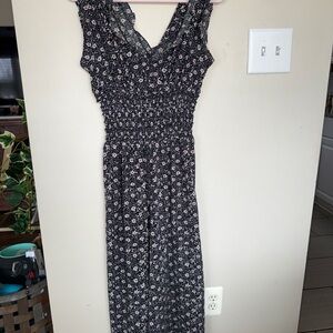 Max Studio Black and Pink Floral Jumpsuit